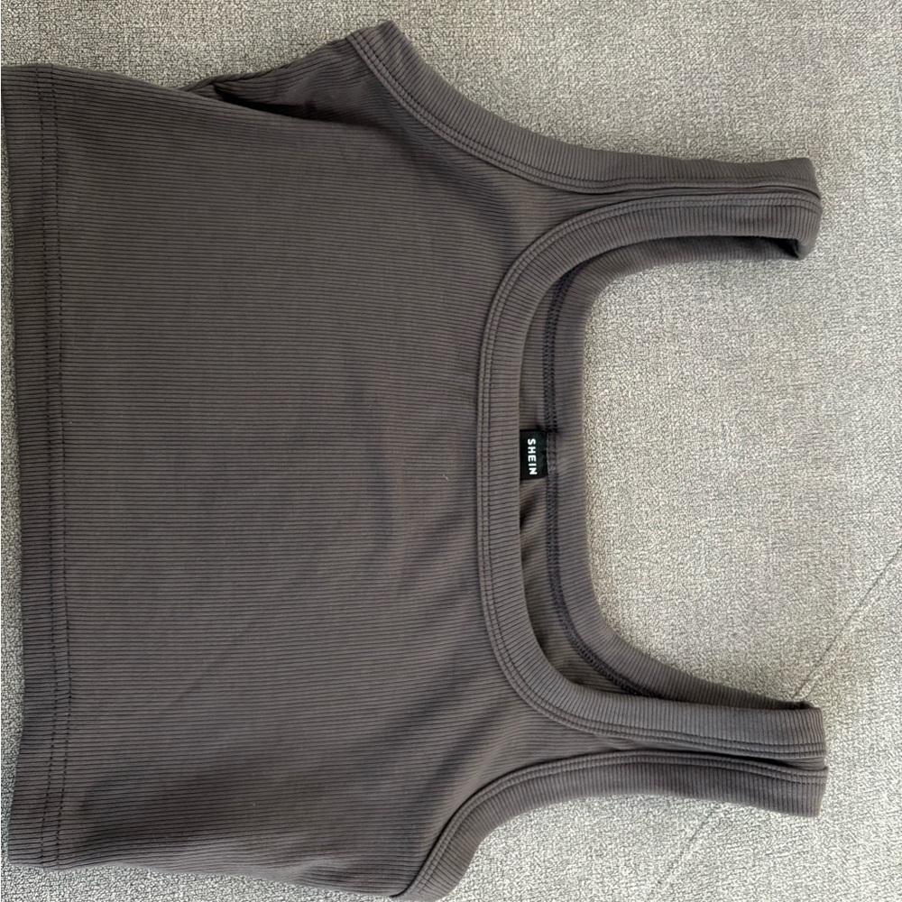 Ribbed Tank Top in Dark Gray